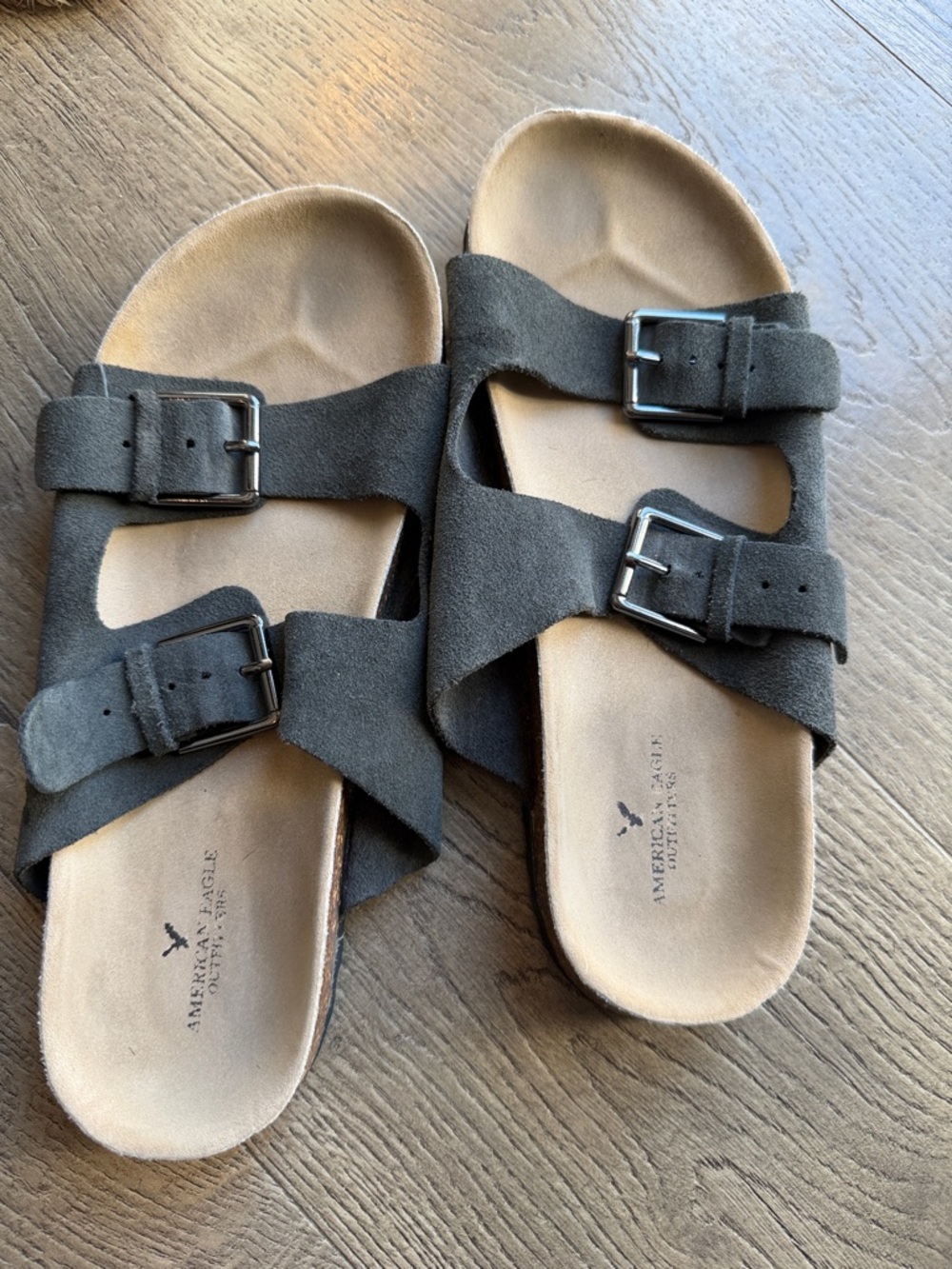 American Eagle Outfitters Suede Double-Buckle Slide Sandals